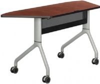 Safco 2040CYSL Rumba 60 x 24 Trapezoid Table, Cherry Top/Metallic Gray Base, Integrated Cable Management, ANSI/BIFMA Meets Industry Standard, Powder Coat Finish Paint/Finish, Top Dimension 60" w x 24" d x 1"h, Dual Wheel Casters (two locking), 3" Diameter Wheel / Caster Size, 14-Gauge Steel and Cast Aluminum Legs, Steel Frame Base (2040CYSL 2040-CYSL 2040 CYSL) 
