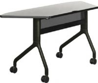 Safco 2040GRBL Rumba 60 x 24 Trapezoid Table, Gray Top/Black Base, Integrated Cable Management, ANSI/BIFMA Meets Industry Standard, Powder Coat Finish Paint/Finish, Top Dimension 60" w x 24" d x 1"h, Dual Wheel Casters (two locking), 3" Diameter Wheel / Caster Size, 14-Gauge Steel and Cast Aluminum Legs, Steel Frame Base (2040GRBL 2037-40BL 2040 GRBL) 