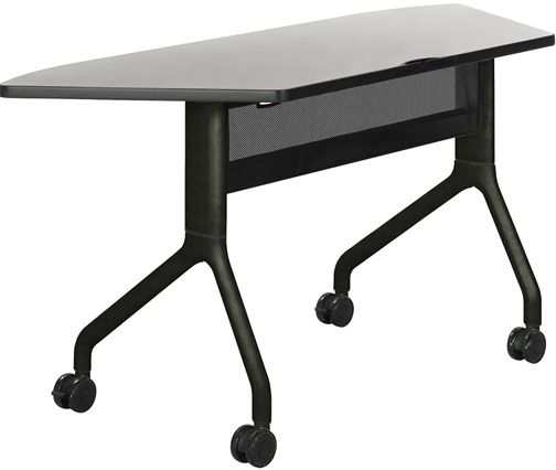 Safco 2040GRBL Rumba 60 x 24 Trapezoid Table, Gray Top/Black Base, Integrated Cable Management, ANSI/BIFMA Meets Industry Standard, Powder Coat Finish Paint/Finish, Top Dimension 60