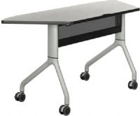 Safco 2040GRSL Rumba 60 x 24 Trapezoid Table, Gray Top/Metallic Gray Base, Integrated Cable Management, ANSI/BIFMA Meets Industry Standard, Powder Coat Finish Paint/Finish, Top Dimension 60" w x 24" d x 1"h, Dual Wheel Casters (two locking), 3" Diameter Wheel / Caster Size, 14-Gauge Steel and Cast Aluminum Legs, Steel Frame Base (2040GRSL 2040-GRSL 2040 GRSL) 