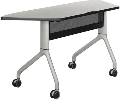 Safco 2040GRSL Rumba 60 x 24 Trapezoid Table, Gray Top/Metallic Gray Base, Integrated Cable Management, ANSI/BIFMA Meets Industry Standard, Powder Coat Finish Paint/Finish, Top Dimension 60
