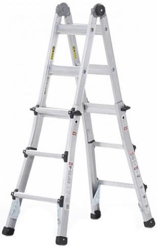 Cosco 20413T1ASE World's Greatest 13' Multi-Positon Ladder System; Whether you need to clean out your gutters or change a picture on the stairs, it adjusts to any position without tools; Offers 3 positions as step ladder, 6 heights as extension ladder, 3 positions as stairway ladder, 2 heights as scaffold, and 2 heights as wall ladder; UPC 044681202766 (20413-T1ASE 20413 T1ASE 20413T1AS)