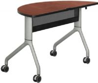 Safco 2041CYSL Rumba 48 x 24 Half Round Table, Cherry Top/Metallic Gray Base, Integrated Cable Management, ANSI/BIFMA Meets Industry Standard, Powder Coat Finish Paint/Finish, Top Dimension 48"w x 24"d x 1"h, Dual Wheel Casters (two locking), 3" Diameter Wheel / Caster Size, 14-Gauge Steel and Cast Aluminum Legs, Steel Frame Base (2041CYSL 2041-CYSL 2041 CYSL) 