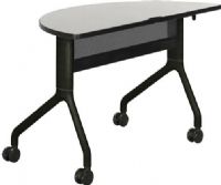 Safco 2041GRBL Rumba 48 x 24 Half Round Table, Gray Top/Black Base, Integrated Cable Management, ANSI/BIFMA Meets Industry Standard, Powder Coat Finish Paint/Finish, Top Dimension 48"w x 24"d x 1"h, Dual Wheel Casters (two locking), 3" Diameter Wheel / Caster Size, 14-Gauge Steel and Cast Aluminum Legs, Steel Frame Base (2041GRBL 2041-GRBL 2041 GRBL) 