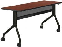 Safco 2042CYBL Rumba 60 x 24 Rectangle Table, Cherry Top/Black Base, Integrated Cable Management, ANSI/BIFMA Meets Industry Standard, Powder Coat Finish Paint/Finish, Top Dimension 60"w x 24"d x 1"h, Dual Wheel Casters (two locking), 3" Diameter Wheel / Caster Size, 14-Gauge Steel and Cast Aluminum Legs, Steel Frame Base (2042CYBL 2042-CYBL 2042 CYBL) 