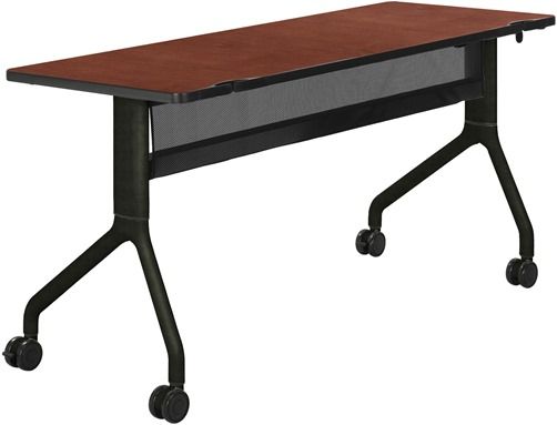 Safco 2042CYBL Rumba 60 x 24 Rectangle Table, Cherry Top/Black Base, Integrated Cable Management, ANSI/BIFMA Meets Industry Standard, Powder Coat Finish Paint/Finish, Top Dimension 60