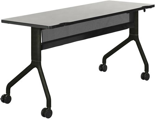 Safco 2042GRBL Rumba 60 x 24 Rectangle Table, Gray Top/Black Base, Integrated Cable Management, ANSI/BIFMA Meets Industry Standard, Powder Coat Finish Paint/Finish, Top Dimension 60