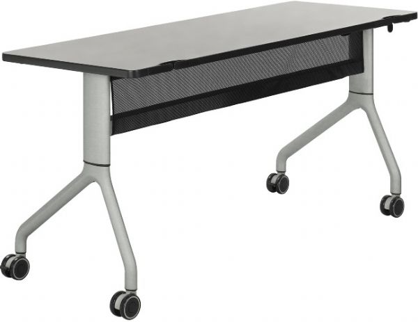 Safco 2042GRSL Rumba 60 x 24 Rectangle Table, Gray Top/Metallic Gray Base, Integrated Cable Management, ANSI/BIFMA Meets Industry Standard, Powder Coat Finish Paint/Finish, Top Dimension 60