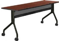 Safco 2043CYBL Rumba 72 x 24 Rectangle Table, Cherry Top/Black Base, Integrated Cable Management, ANSI/BIFMA Meets Industry Standard, Powder Coat Finish Paint/Finish, Top Dimension 72"w x 24"d x 1"h, Dual Wheel Casters (two locking), 3" Diameter Wheel / Caster Size, 14-Gauge Steel and Cast Aluminum Legs, Steel Frame Base (2043CYBL 2043-CYBL 2043 CYBL) 