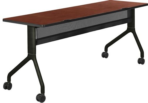 Safco 2043CYBL Rumba 72 x 24 Rectangle Table, Cherry Top/Black Base, Integrated Cable Management, ANSI/BIFMA Meets Industry Standard, Powder Coat Finish Paint/Finish, Top Dimension 72