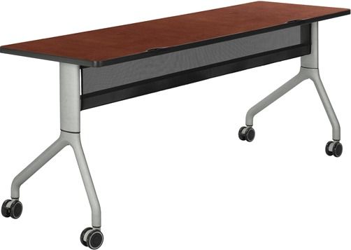 Safco 2043CYSL Rumba 72 x 24 Rectangle Table, Cherry Top/Metallic Gray Base, Integrated Cable Management, ANSI/BIFMA Meets Industry Standard, Powder Coat Finish Paint/Finish, Top Dimension 72