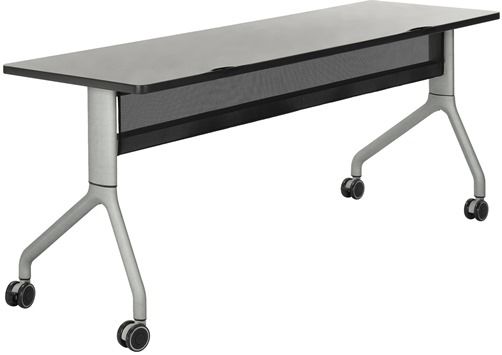 Safco 2043GRSL Rumba 72 x 24 Rectangle Table, Gray Top/Metallic Gray Base, Integrated Cable Management, ANSI/BIFMA Meets Industry Standard, Powder Coat Finish Paint/Finish, Top Dimension 72