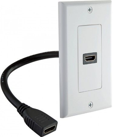 DataComm 20-4503-WH Standard Wall Plate with HDMI Connector & Pigtail, White, Single HDMI connector and pigtial, Compatible with High Speed HDMI cords with Ethernet, Dcor insert can be removed from wall plate and used in multi-gang applications (204503WH 204503-WH 20-4503WH 20-4503)