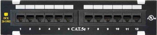 DataComm 20-5502 Cat 5e 12-Port Mini Patch Panel with 89D Mounting Bracket; Designed and color coded for T586A and T586B wiring configurations; Meets all UL standards and requirements for Cat 5e & Cat 6 patch panels; Intertek ETL Semko verified and tested to Cat 5e & Cat 6 industry standards & certifications; UPC 660559008331 (205502 20 5502 205-502 2055-02)