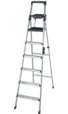 Cosco 2081AABLD 8 foot Signature Series Step Ladder Type 1A; LIGHTWEIGHT - Patented aluminum boxed frame; EASY TO USE - Easily folds with the one-hand lock/release latch; CONVENIENT - Project trays include slots for tools, paint, and other project materials plus it has a paper towel holder; STABLE AND SECURE - Large platform step with slip-resistant tread design; EASY TO CARRY - Carrying handle with security lock; SAFETY - Meets (2081AABLD 2081AABLD) 