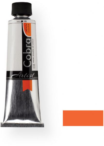 Royal Talens 21053030 Cobra Artist Water Mixable Oil Colour, 40 ml Cadmium Red Light Color; Gives typical oil paint results, such as sharp brush strokes and wonderfully deep colors; Offers a particularly rich range of colors with a high degree of pigmentation and fineness; EAN 8712079312213 (21053030 RT-21053030 RT21053030 RT2-1053030 RT210530-30 OIL-21053030) 