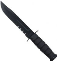 KA-BAR Knives 2-1214-7 Full Size Fighting Knife with Kydex Sheath, Black, 7" 1095 carbon steel blade with a partially serrated edge that makes fast work of cutting through rope, Kraton G handle is very sturdy and provides a sure grip, 20 Degrees Edge Angle, Includes a polymer sheath, 11.75" overall length, Made in the USA, UPC 617717212147 (212147 21214-7 2-12147) 