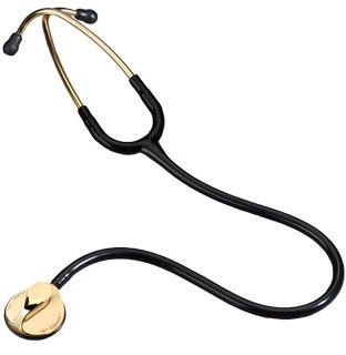 3M-Littmann 2142G Master Classic II Stethoscope, 27 inch (69cm), Gold plated chestpiece and eartubes, Black tube (12215020 Master Classic II Gold Edition 2142 G 2142-G)
