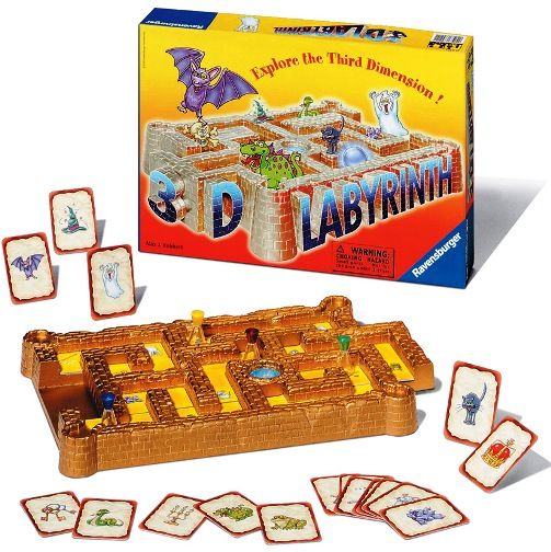 Ravensburger 21641 Labyrinth 3-D, A three dimensional twist to the classic labyrinth line, Move your playing piece through the open corridors as you search for treasures, Once all of the treasures have been found, the player who collected the most wins, EAN 4005556216413 (RAVENSBURGER21641 RAVENSBURGER-21641 21641 21-641 216-41)
