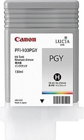 Canon 2214B001 Model PFI-103PGY Photo Gray Pigment 130ml Ink Tank For use with imagePROGRAF iPF5100, imagePROGRAF iPF6100 and imagePROGRAF iPF6200 Large Format Printers, New Genuine Original OEM Canon Brand, UPC 013803085334 (2214-B001 2214B-001 PFI103PGY PFI 103PGY)