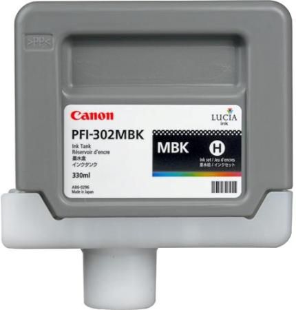 Canon 2215B001AA Model PFI-302MBK Pigment Matte Black Ink Tank (330ml) for use with imagePROGRAF iPF8100 and imagePROGRAF iPF9100 Large Format Printers, New Genuine Original OEM Canon Brand (2215-B001AA 2215 B001AA 2215B001A 2215B001 PFI302MBK PFI 302MBK)