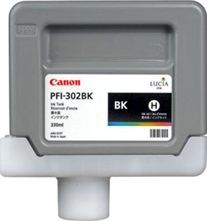 Canon 2216B001AA Model PFI-302BK Pigment Black Ink Tank (330ml) for use with imagePROGRAF iPF8100 and imagePROGRAF iPF9100 Large Format Printers, New Genuine Original OEM Canon Brand (2216-B001AA 2216 B001AA 2216B001A 2216B001 PFI302BK PFI 302BK)