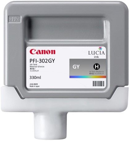 Canon 2217B001AA Model PFI-302GY Pigment Gray Ink Tank (330ml) for use with imagePROGRAF iPF8100 and imagePROGRAF iPF9100 Large Format Printers, New Genuine Original OEM Canon Brand (2217-B001AA 2217 B001AA 2217B001A 2217B001 PFI302GY PFI 302GY)