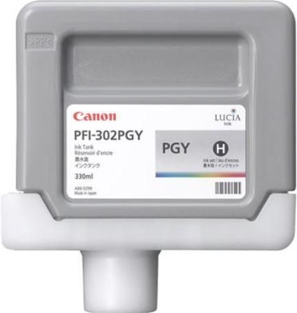Canon 2218B001AA Model PFI-302PGY Pigment Photo Gray Ink Tank (330ml) for use with imagePROGRAF iPF8100 and imagePROGRAF iPF9100 Large Format Printers, New Genuine Original OEM Canon Brand (2218-B001AA 2218 B001AA 2218B001A 2218B001 PFI302PGY PFI 302PGY)