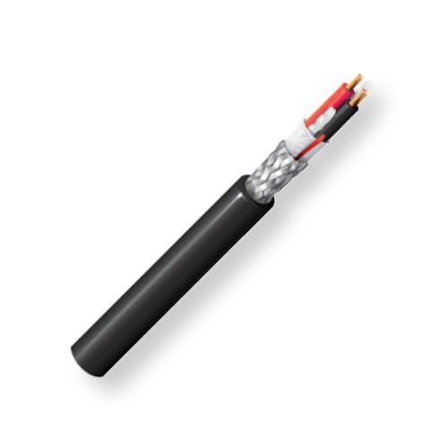 BELDEN2221B59U1000, Model 2221; 26 AWG, 2-Conductor, Audio Cable; Black Color; 26 AWG stranded BC conductors cabled with fillers; Datalene insulation; TC French Braid Shield; Belflex PVC jacket; UPC 612825153641 (BELDEN2221B59U1000 TRANSMISSION CONNECTIVITY SOUND WIRE)