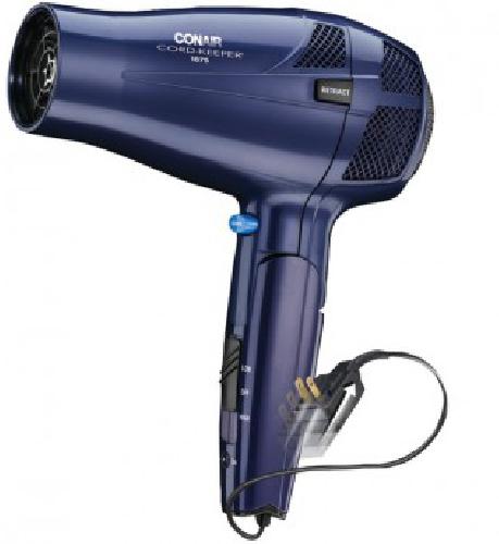 Conair 225330 1875-Watt Cord-Keeper Folding Dryer; 1875W; Ionic conditioning; Retractable line cord with push-button control; Powerful & lightweight; Cool-shot button; Folding handle for easy storage or portability; Limited 2-year warranty; UPC 074108268921 (CONAIR225330 CONAIR 225330  CONAIR-225330 225330)