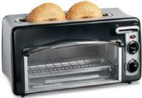 Hamilton Beach 22708H Toastation Toaster & Oven, Black, Compact 2 in 1 appliance, Top slot works like a traditional 2 slice toaster, Oven fits two 16 pizza slices or two personal pizzas, 1 1/2 inch toasting slot fits thick breads, Electronic toast shade and oven temperature controls for consistency (22708-H 22708 227-08H 22-708H) 