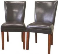 Wholesale Interiors 2272-BRN Korkunov Leather Dining Chairs Set of Two in Brown, Dark espresso brown bycast leather seat, Wood frame and base with brown antique finish, Decorative leather piping accents on chair backs, High-density foam padding, Non-marking feet, 20" Seat Height, 17" Seat Depth (2272BRN 2272-BRN 2272 BRN 2272BROWN 2272-BROWN 2272 BROWN) 