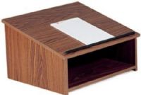 Oklahoma Sound 22-MO Versatile and Portable Tabletop Lectern, Medium Oak, Can be used on its own or as a floor lectern with the optional base, 3/4" stain and scratch resistance thermofused melamine laminate on MDF, Paper/book stop included, Assembly required, 46.5”H x 23”W x 16”D (22MO 22 MO) 