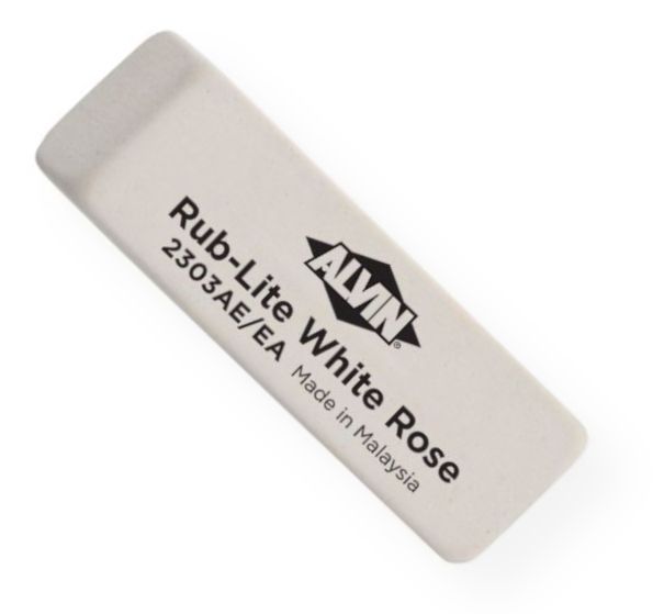 Alvin 2303AE Rub-Lite White Rose Soft Erasers 40/Box; Size: 5