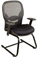 Office Star 2305 Matrex Back Visitors Chair with Mesh Seat, Contour Matrex Backs with Adjustable Lumbar Support, Height Adjustable Armrests with Soft Polyurethane Pads, Heavy Duty Aluminum Sled Base, 20" W x 19.5" D x 3" T Seat Size, 22.5" W x 24" H Back Size, 19" Arms Max Inside, 25.75" Arms to Floor Min (23 05 23-05) 