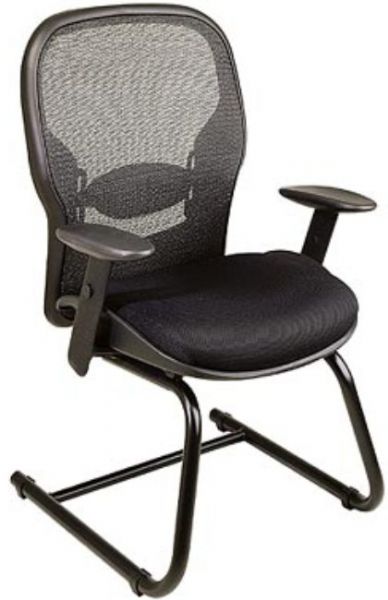 Office Star 2305 Matrex Back Visitors Chair with Mesh Seat, Contour Matrex Backs with Adjustable Lumbar Support, Height Adjustable Armrests with Soft Polyurethane Pads, Heavy Duty Aluminum Sled Base, 20