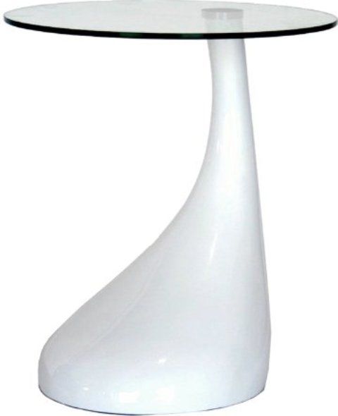 Wholesale Interiors 2309-WHITE Antigonus Glass Top Abstract Accent Table in White, 18.1