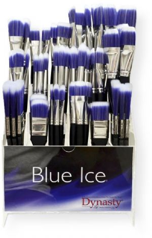 Dynasty 23363 Blue Ice Brush Display; Contents 54 assorted Blue Ice brushes; Dynasty Brushes are versatile blended synthetic brushes with a short handle of matte black kiln-dried white birch; Suitable for use with heavy body oil or acrylic paints; The brush-head is made from blended synthetic bristles with different properties ( DYNASTY23363  DYNASTY-23363 DYNASTY 23363 23363DYNASTY 23363-DYNASTY 23363 DYNASTY) 
