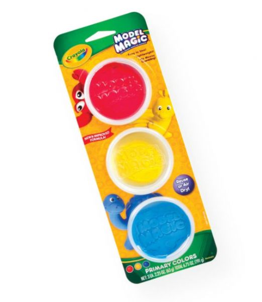 Crayola 23-6018 Model Magic Single Pack 2.25oz Primary; An air dry clay that is soft, squish and crumble free; Lightweight and easy to use; Three color sets contain (3) 2.25 oz tubs; Shipping Weight 0.45 lb; Shipping Dimensions 2.38 x 5.00 x 13.88 in; UPC 071662660185 (CRAYOLA236018 CRAYOLA-236018 MODEL-MAGIC-23-6018 CRAYOLA/236018 236018 CRAFTS TOYS)