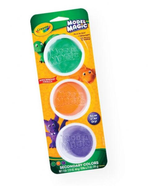 Crayola 23-6019 Model Magic Single Pack 2.25oz Secondary; An air dry clay that is soft, squish and crumble free; Lightweight and easy to use; Three color sets contain (3) 2.25 oz tubs; Shipping Weight 0.45 lb; Shipping Dimensions 2.38 x 5.00 x 13.88 in; UPC 071662660192 (CRAYOLA236019 CRAYOLA-236019 MODEL-MAGIC-23-6019 CRAYOLA/236019 236019 TOYS CRAFTS)