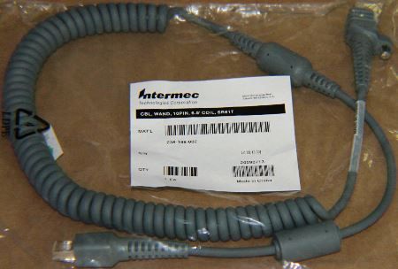 Intermec 236-188-002 Coiled 6.5 Feet Wand 10-Pin Cable For use with SR61T Tethered Industrial Handheld Scanner (236188002 236188-002 236-188002)