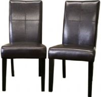 Wholesale Interiors 2366-BRN Hail Leather Dining Chairs Set of Two in Brown, Easy to clean dark brown bicast leather upholstery exudes an elegant look, Leather panel design on backrest gives added style, High density foam padded seat makes dining more enjoyable, Internal wood construction ensures years of dependable use, Sturdy wood legs in black finish provide remarkable stability, UPC 878445009175 (2366BRN 2366-BRN 2366 BRN) 