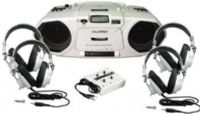 Califone 2385PLC Powered Learning Center, Music Maker and Classroom Boom Box Listening Center, Basic Stereo CD/Cassette Center Dual Cassette Recorder/CD Player, 4 position stereo jackbox with individual volume controls, Audio inputs include 1/4" headphone jack for listening center, UPC 610356290118 (2385-PLC 2385 PLC 2385PLC) 