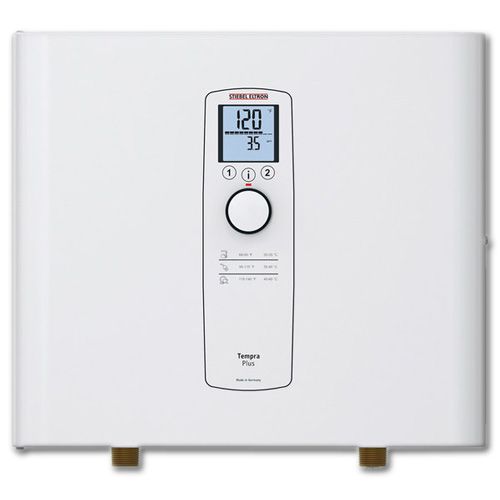 Stiebel Eltron 239219 Tempra 12 Plus Whole House Tankless Electric Water Heater, 12.0 kW, 0.37 GPM; On-demand, continuous and unlimited supply of hot water; High limit switch with manual reset; Exclusive design prevents dry firing; Electronic switch activated for virtually silent operation; Copper sheathed heating element housed in copper cylinder; UPC 040232668586 (STIEBELELTRON239219 STIEBELELTRON 239219 STIEBELELTRON-239219 STIEBEL ELTRON  TEMPRA 12 PLUS)