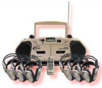 Califone 2395IRPLC-6 Infrared Music Maker Plus Multimedia Player With 6 34IR Headphones, 6 Watts RMS Power Output, 1% at rated power Distortion, FM 88-108 MHz, AM 530-1710 kHz Radio Frequency Range, 3.5mm mini jack Mic. In, Built-in electret, 1.5mV mic. sensitivity Microphone, 3.5mm, 1/4” phone and speaker output jacks Headphone Jacks, UPC 610356016114 (2395IRPLC6 2395IRPLC 6 2395IRPLC 2395IRPL 2395IRP 2395IR) 