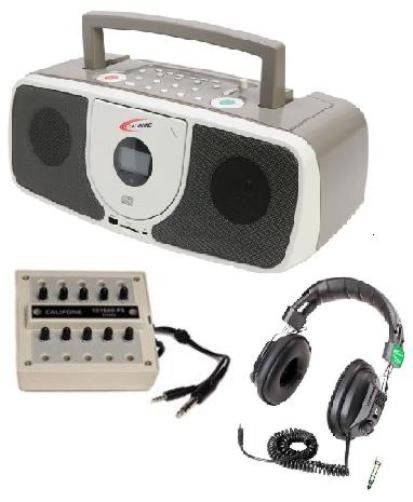 Califone 2396-PLC Music Maker SD Multimedia Player, Includes a 1210AV-PS stereo jackbox and 6 3068AM headphones, 6 Watts RMS powerful enough for up to 75 people, Built-in mic records student progress and can't get lost, 512MB internal memory with 18-hour recording capacity (2396PLC 2396 PLC)