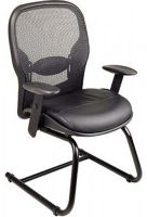 Office Star 2405 Space Collection Matrex Back Visitors Chair with Leather Seat, Contour Matrex Backs with Adjustable Lumbar Support, Height Adjustable Armrests with Soft Polyurethane Pads, Italian Split Leather, 20" W x 19.5" D x 3" T Seat Size, 22.5" W x 24" H Back Size, 19" Arms Max Inside (24 05 24-05) 