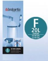 Brabantia 245305 Bin Liners F (20 litre Slimline), Roll of 20 bags (pcs), Easy to insert neatly and to remove quickly, The unique colour coding enables you to find the right bin liner, A perfect fit for your Brabantia waste bin - no ugly overwrap, Provided with special ventilation holes which makes it easier to insert the waste bag, EAN 8710755245305 (245-305 245 305) 