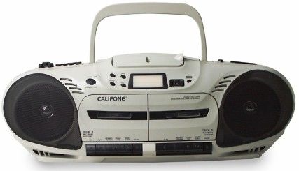 Califone 2455AV; Classroom Boom Box, Performer Plus multimedia, CD, Dual Cassette, AM-FM, 14 Watts, Six headphone jacks, Microphone input, 20 programmable tracks with LCD display (2455AV-02 2455-AV)