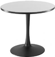 Safco 2477GRBL Cha-Cha 36" Round Table with Trumpet Base Sitting Height, Gray Top/Black Base, 1" Thick High Pressure Laminate Top, 3 mm Vinyl T-Mold Edge, Powder Coat (steel) Paint/Finish, Top Dimensions 36" Diameter x 1"H, Laminate (top)/Steel (Base) Material, GREENGUARD, Dimensions 36"diameter x 29"h (2477-GRBL 2477 GRBL 2477GR-BL 2477GR) 